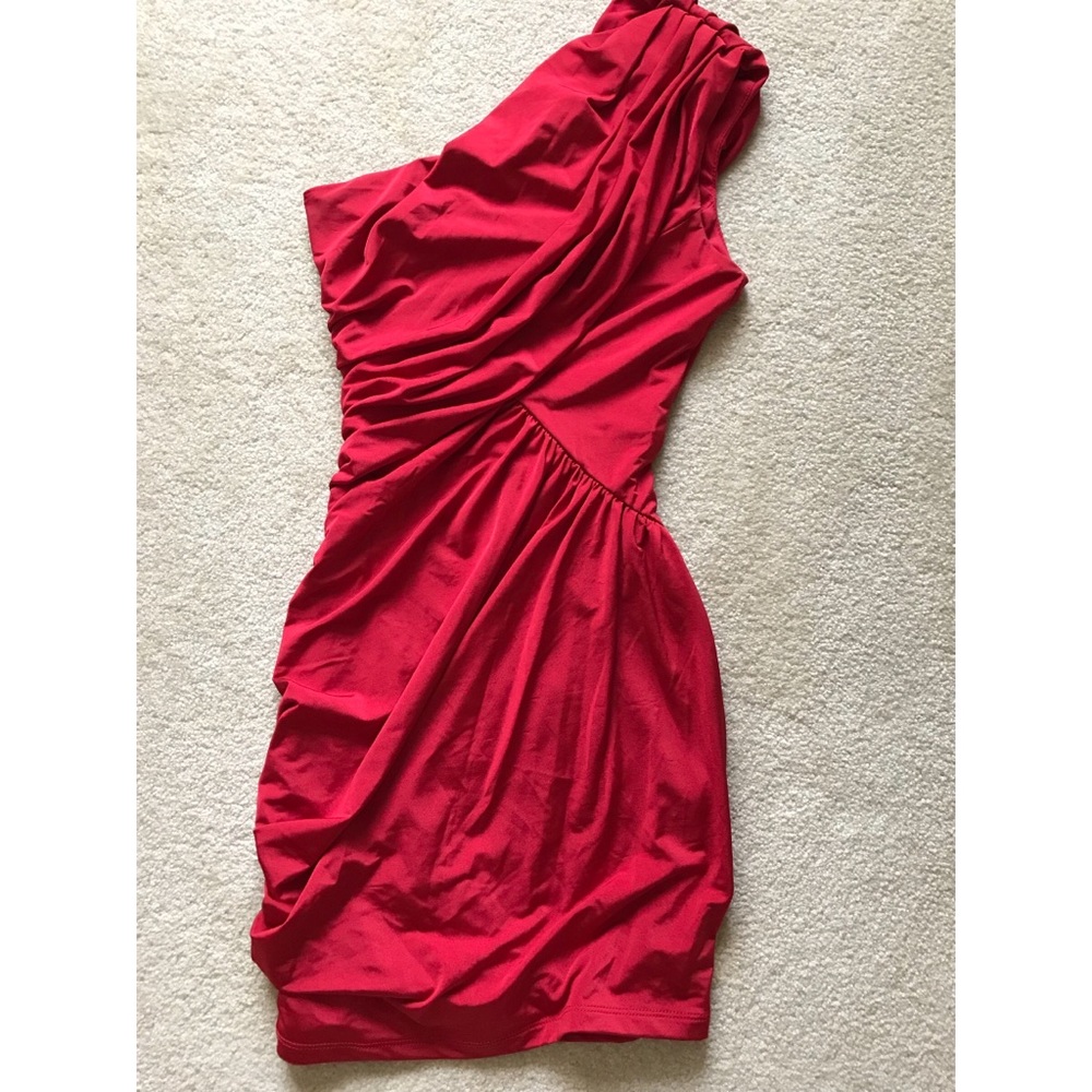 Red one shoulder dress